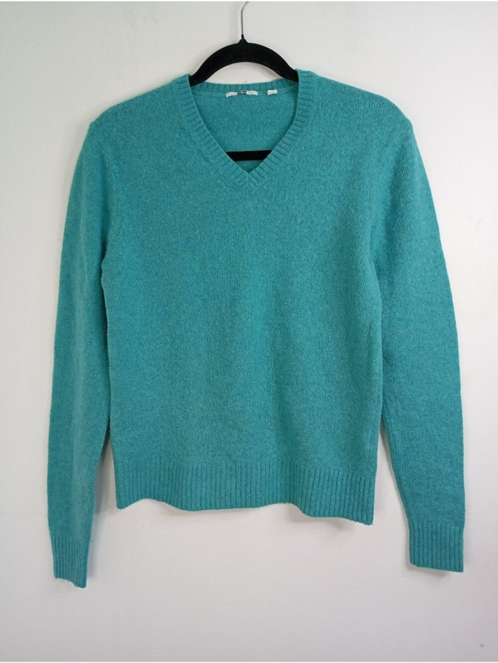Uniqlo Womens Teal Wool Blend V-Neck Sweater Size S
